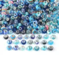 Blue charm beads variant, colorful resin glass large hole beads for DIY bracelets and jewelry making. - Blue Series Mixed Styles / 10 Pieces Pack