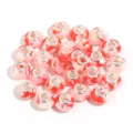 Resin large hole charm beads for DIY European charm bracelets with pink heart patterns inside. - Heart Mix / 10 Pieces Pack
