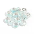 Blue faceted resin large hole beads for DIY charm bracelets, sparkling loose spacer beads. - Light Blue Glitter / 10 Pieces Pack