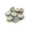 Colorful resin faceted charm beads with metal core, perfect for DIY bracelets and necklaces. - Lake Blue Ripple / 10 Pieces Pack