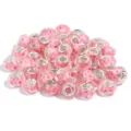 Pink floral resin faceted large hole beads for DIY charm bracelets jewelry making. - Pink Flower / 10 Pieces Pack