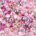 Colorful resin large hole charm beads for DIY bracelets, cute faceted spacer beads pack. - Pink Series Mix / 10 Pieces Pack