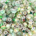 Colorful resin faceted large hole beads for DIY charm bracelets, colorful cartoon pattern loose beads. - Green Series Mix / 10 Pieces Pack