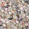 Colorful resin large hole beads for DIY charm bracelets, beautiful floral patterns accessories. - Black and White Mixed / 10 Pieces Pack