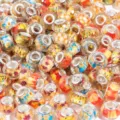 Colorful resin faceted large hole beads for DIY charm bracelets, bulk loose spacer beads. - Orange Series Mixed Colors / 10 Pieces Pack