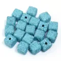 Perles en argile strassées carrées bleu clair pour la création de bijoux et accessoires DIY. - 5 Pièces/Paquet / Bleu