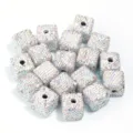Gros plan de perles en strass carree en argile, perles intercalaires scintillantes pour loisirs. - Lot de 5 / Blanc AB Irisé