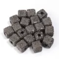 Perles carrées en argile strass foncé pour fabrication de bijoux et accessoires DIY. - 5 Pièces/Paquet / Noir