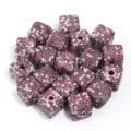 Perles de cube en argile a strass violet pour accessoires de cheveux et bijoux faits main - Lot de 5 / Couleur AB blanc et rouge violacé