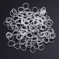 Weiße kleine Plastik Haargummis für tägliches Styling und Flechten, elastische Bänder Set - S / 500er-Pack / Reinweiß