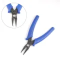 Mini alicates de punta curva con mangos azules para trabajos de precisión y joyería. - Alicates para anillos de seguridad