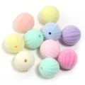 Perles rondes rayées floquées Accessoires de bijoux DIY pastels multicolores pour loisirs - Perle de Citrouille / Paquet de 10 Pièces