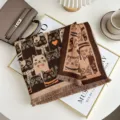 Bufanda de punto con diseño de gato lindo de otoño invierno para mujer, chal de moda suave cálido. - Gato colorido FY - Café