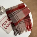 Classic British plaid tassel scarf for autumn and winter, warm wool blend neckerchief. - Red & Coffee Plaid - Wool