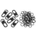 Ensemble de mousquetons noirs et anneaux ronds, accessoires de quincaillerie DIY - Ensemble d'accessoires / 10 Fermoirs + 100 Anneaux / Noir