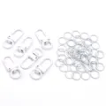 Ensemble de porte-clés et anneaux peints en blanc, mousquetons en métal et anneaux de bricolage. - Ensemble d'accessoires / 10 Fermoirs + 100 Anneaux / Blanc