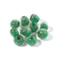 Green gold-flecked glass beads round loose beads for DIY handmade jewelry making and accessories crafting. - Green