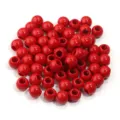 Perles rondes en acrylique rouge vif grand trou pour fabrication de bijoux et bracelets. - 50 Pièces/Paquet (DE 14mm, Trou 5.8mm) / Rouge