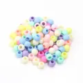 Perles rondes en acrylique multicolores a grand trou pastel perles en vrac pour bracelet DIY - 50 Pièces/Paquet (DE 12mm, Trou 5.5mm) / Mélange aléatoire de couleurs claires