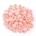 Perles rondes en acrylique rose clair grand trou perles en vrac solides pour bracelets DIY - 50 Pièces/Paquet (DE 14mm, Trou 5.8mm) / Orange Clair