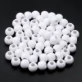 Perles acryliques blanches à grand trou perles en vrac rondes unies pour bijoux DIY bracelets - Blanc
