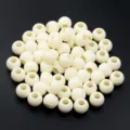 Perles rondes en acrylique à grand trou, perles en vrac couleur crème pour bracelets DIY. - Beige