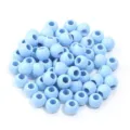 Perles rondes en acrylique bleu clair à grand trou, surface brillante, idéales pour bracelets DIY. - Bleu clair