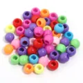 Perles en acrylique colorees a grand trou perles rondes en vrac pour fabrication de bijoux - Couleurs foncées mélange aléatoire (50 pièces/paquet)