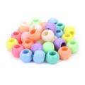 Perles rondes en acrylique multicolores avec grand trou pour bracelets DIY et accessoires. - Couleurs mélangées aléatoires