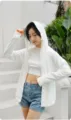 Women ice silk sun protection clothing summer breathable anti-uv hooded jacket casual top - M-L (Fits 40-65 kg) / Classic White (Unisex)