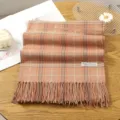 Bufanda a cuadros con flecos estilo cachemira para mujer otoño invierno cálida y suave. - 11