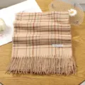 Korean style plaid fringe scarf, soft autumn and winter warm cashmere feel wrap shawl. - 12