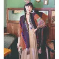 Ethnic style colorful knitted shawl cloak for women, warm winter bohemian cape outerwear. - No. 9 Colorful Orange / 105–130 cm