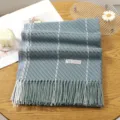 Blue plaid tassel cashmere feel scarf winter warm fashion women shawl cozy neck wrap - 4