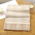 Cozy plaid fringe scarf for women, soft autumn winter warm cashmere feel wrap shawl daily wear. - 17