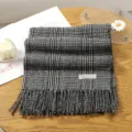 Korean ins style black white plaid fringe imitation cashmere scarf, warm shawl for women - 16