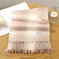 Korean ins plaid tassel cashmere scarf women autumn winter warm soft casual couple shawl - 19