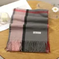 Classic plaid tassel scarf for women, cozy winter cashmere feel warm shawl and wrap neckwear - 12