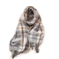 Zachte geruite damessjaal voor de winter, warme sjaal met franjes en comfortabele cashmere feel. - Blauwgrijs Geruit