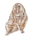 Gezellige geruite sjaal voor dames, klassieke warme winterse deken sjaal in bruin en beige. - Khaki Geruit