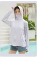 Ice silk sun protection clothing, light purple, hooded jacket with face cover, breathable UV block. - Elegant Purple (Unisex)