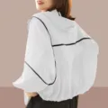 Chaqueta corta con capucha ligera de mujer proteccion solar verano casual elegante. - XL / Tops / Blanco
