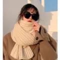 Women thick winter knitted scarf warm solid color cozy fashion neck warmer soft casual apparel - 4