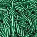 Metallic green bugle beads 12mm silver-lined tube DIY seed beads for handmade jewelry craft. - Bright Green