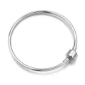 DIY Silver Bangle Bracelet Accessory Featuring Barrel Clasp for Handcrafted Jewelry Design - Square Buckle Style / White K/Silver