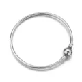 Silbernes Metall Armreif DIY Zubehör mit einem kugelförmigen Verschluss und Gewinde. - Runde Schnalle / Weiß K/Silber