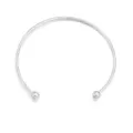 Silberfarbenes offenes Armreif Armband mit Kugelenden DIY Schmuckherstellung Zubehör. - Offenes Armband 1 / Weiß K/Silber