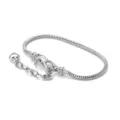 Silberne Schlangenkette Armband mit Verlängerungskette und Herzanhänger für DIY Schmuck. - Kettenarmband / Weiß K/Silber