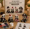 3D beaded skeleton DIY kit four piece set handmade craft toy funny spooky unique gift - Halloween Skeleton B
