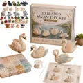 3D beaded swan DIY kit handmade craft set with pearl beads and step by step instructions for gifts. - Swan